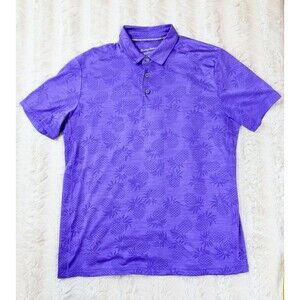 Tommy Bahama IslandZone Tropical Pineapple Polo Shirt Mens Purple Golf Medium